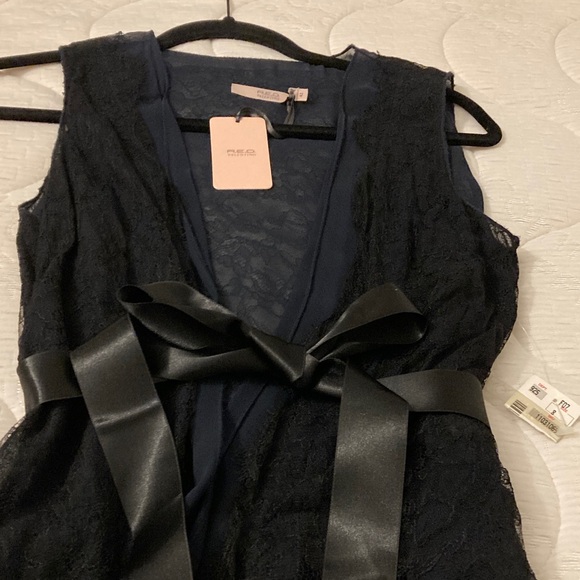 Valentino Navy/black Lace black satin bow wrap, Top - Picture 5 of 13